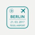 Berlin passport stamp. Germany airport visa stamp or immigration sign. Custom control cachet. Vector illustration.
